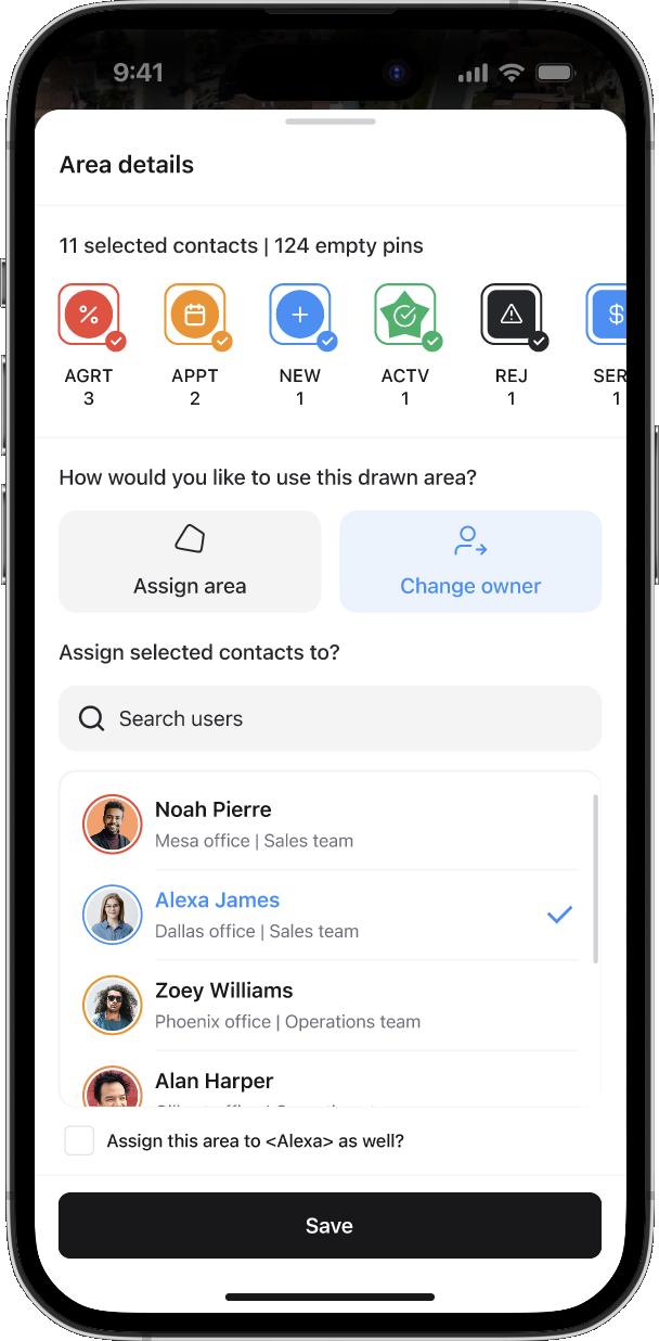 Change owner mode with Alexa James selected and Save active