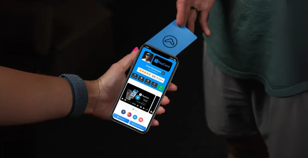 Nine digital business card platforms compared side by side on smartphone screens