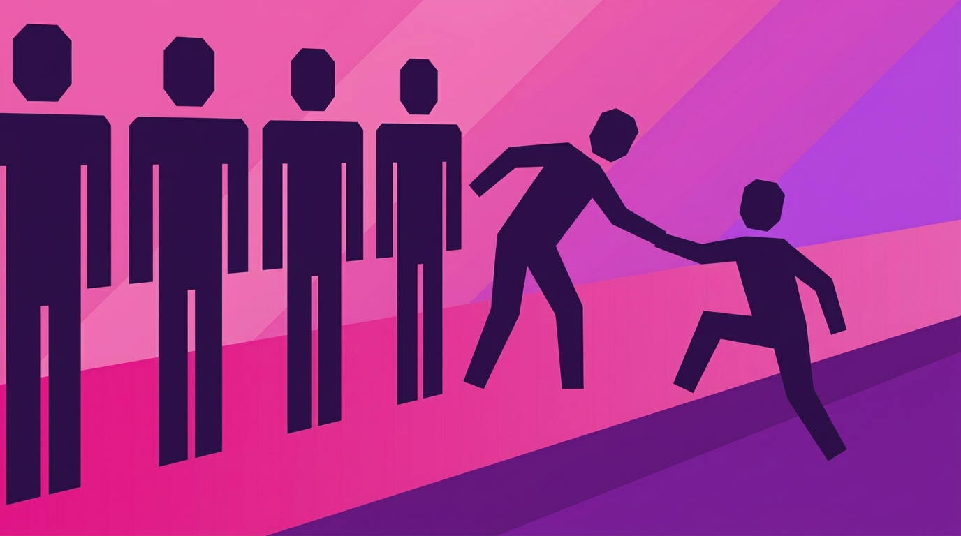 Abstract geometric network representing structured D2D sales rep onboarding progression