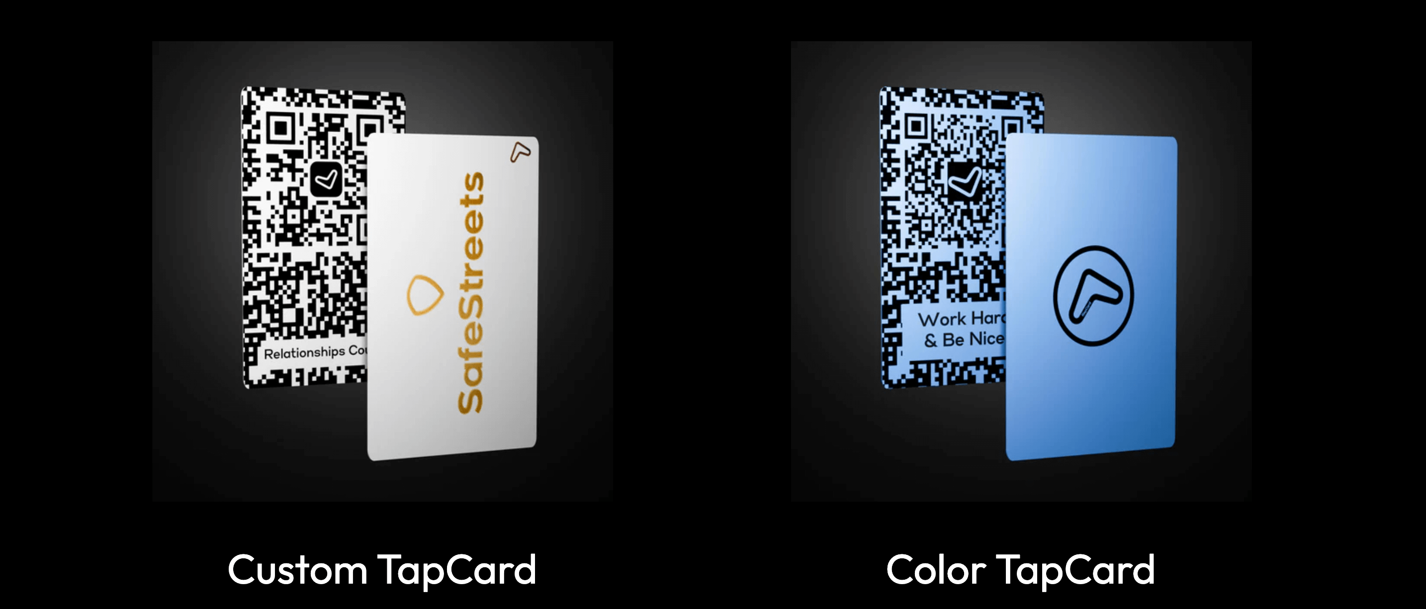 NFC business card with QR code being tapped to smartphone