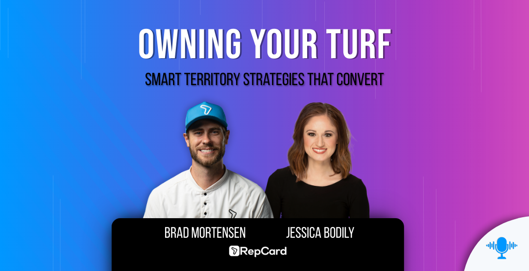 Sales rep canvassing neighborhood with territory map